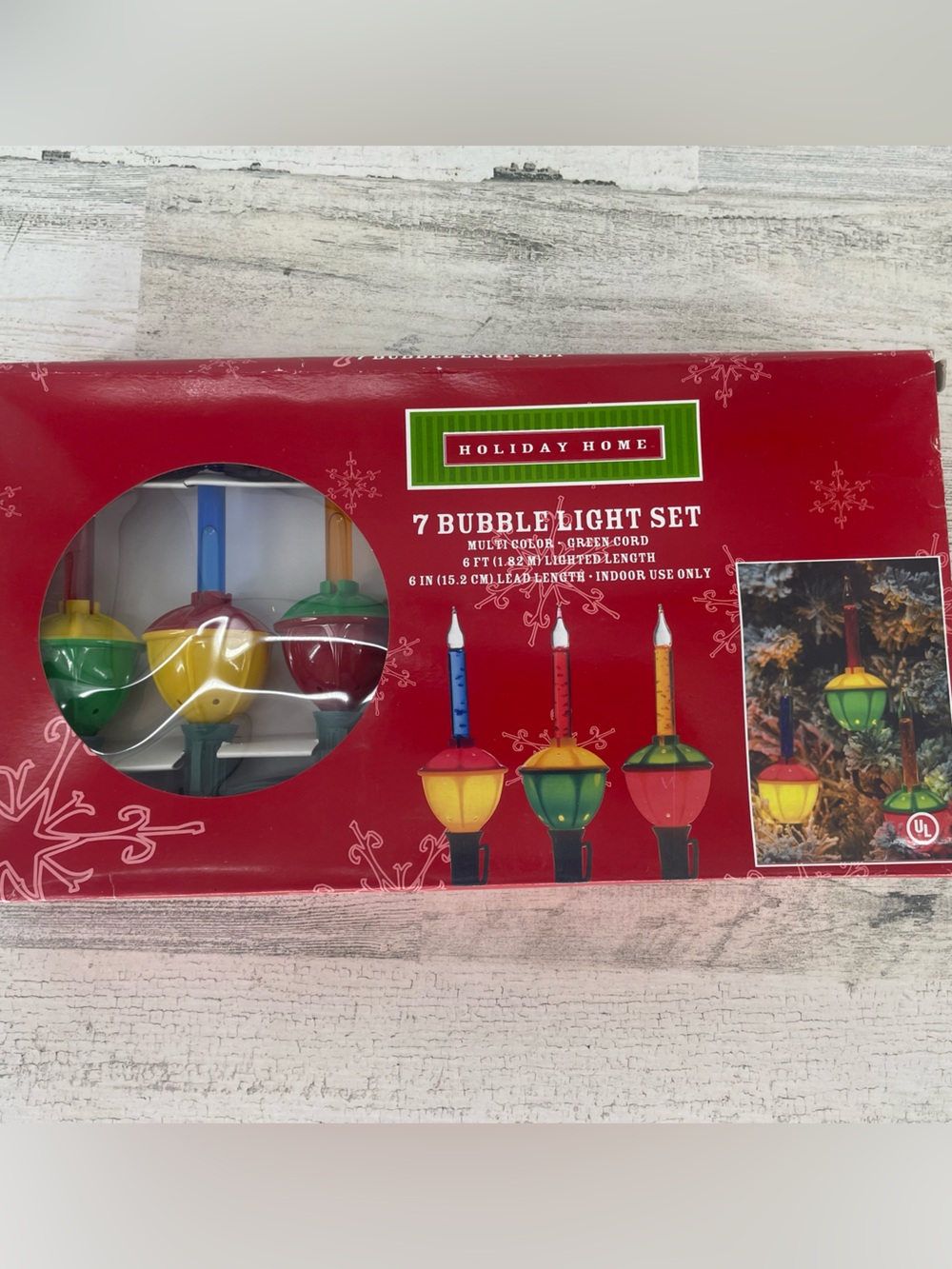 Holiday Home 7 Multicolor Bubble Christmas Lights Green Wire NEW